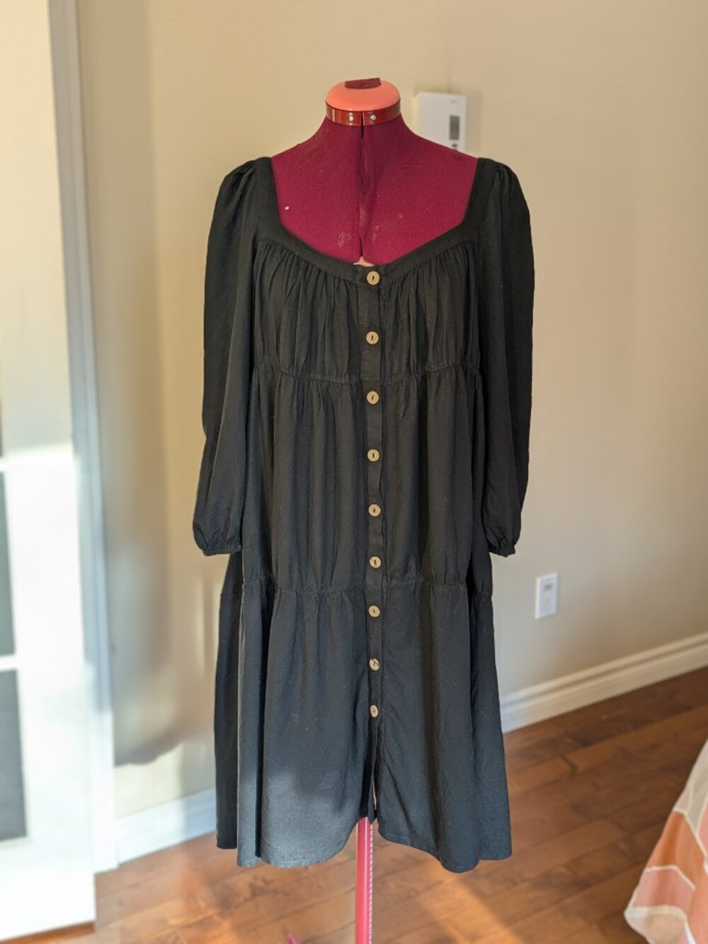 Black Tiered Dress, 100% viscose